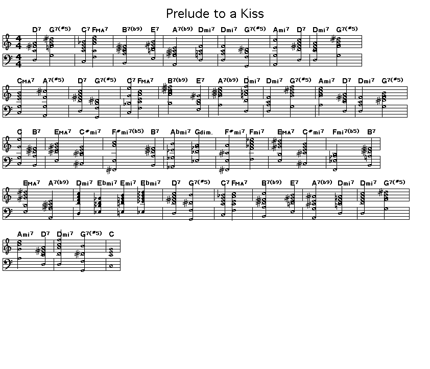 Prelude To A Kiss, p1: GIF image of the chord changes for Duke Ellington's "Prelude To A Kiss".