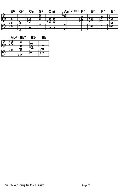 With A Song In My Heart, p2: Page 2 of the score for the chord progression of Richard Rodgers' "With A Song In My Heart".