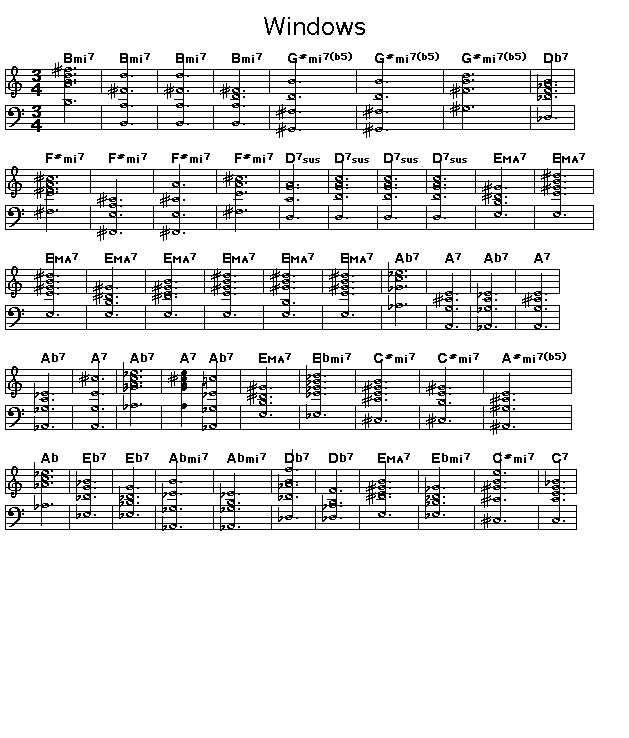 Windows, p1: GIF image of the chord changes for Chick Corea's "Windows".