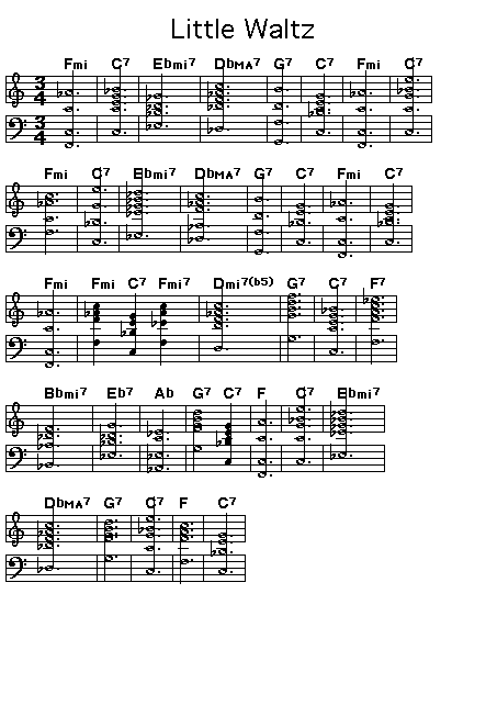 Little Waltz, p1: GIF image of the chord changes for Ron Carter's "Little Waltz".