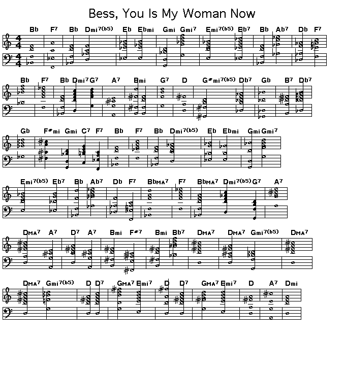 Bess, You Is My Woman Now, p1: <P>Printable GIF image of the chord progression  for George Gershwin's "Bess, You Is My Woman Now". From "Porgy And Bess".</P>