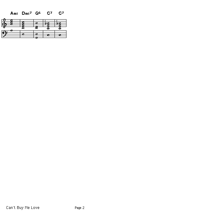 Can't Buy Me Love, p2: Page 2 of the score of the chord progression for Lennon and McCartney's "Can't Buy Me Love".