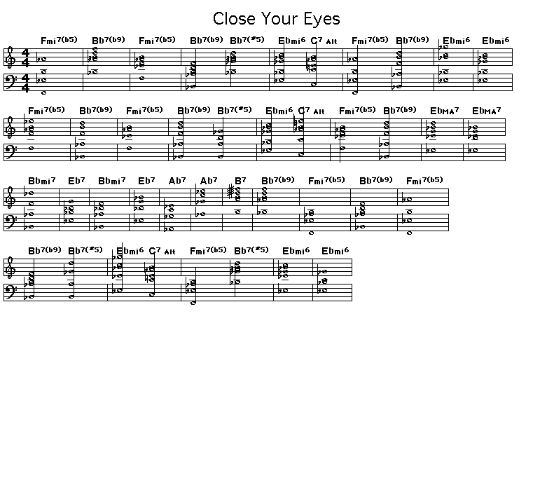 Close Your Eyes, p1: Printable GIF image of the chord progression for Bernice Petkere's "Close Your Eyes".