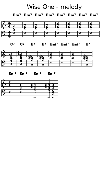 Wise One - melody changes, p1: 