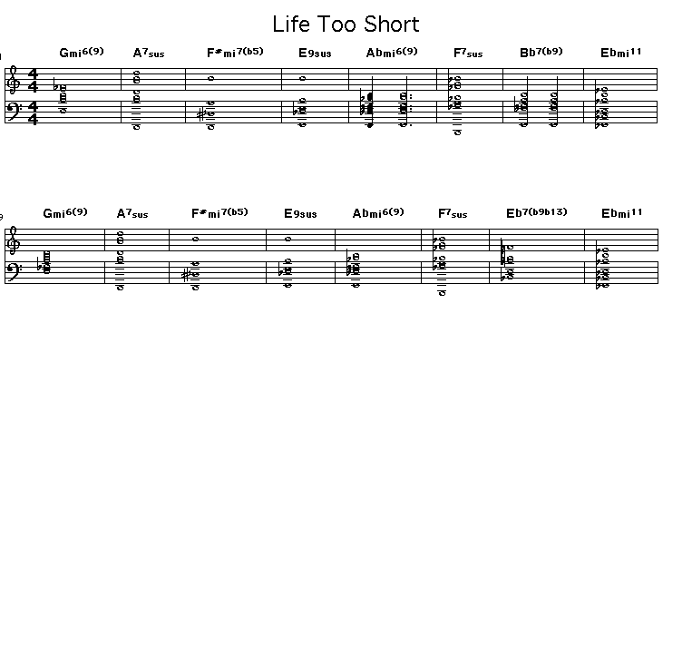 Life Too Short - chord listing: 