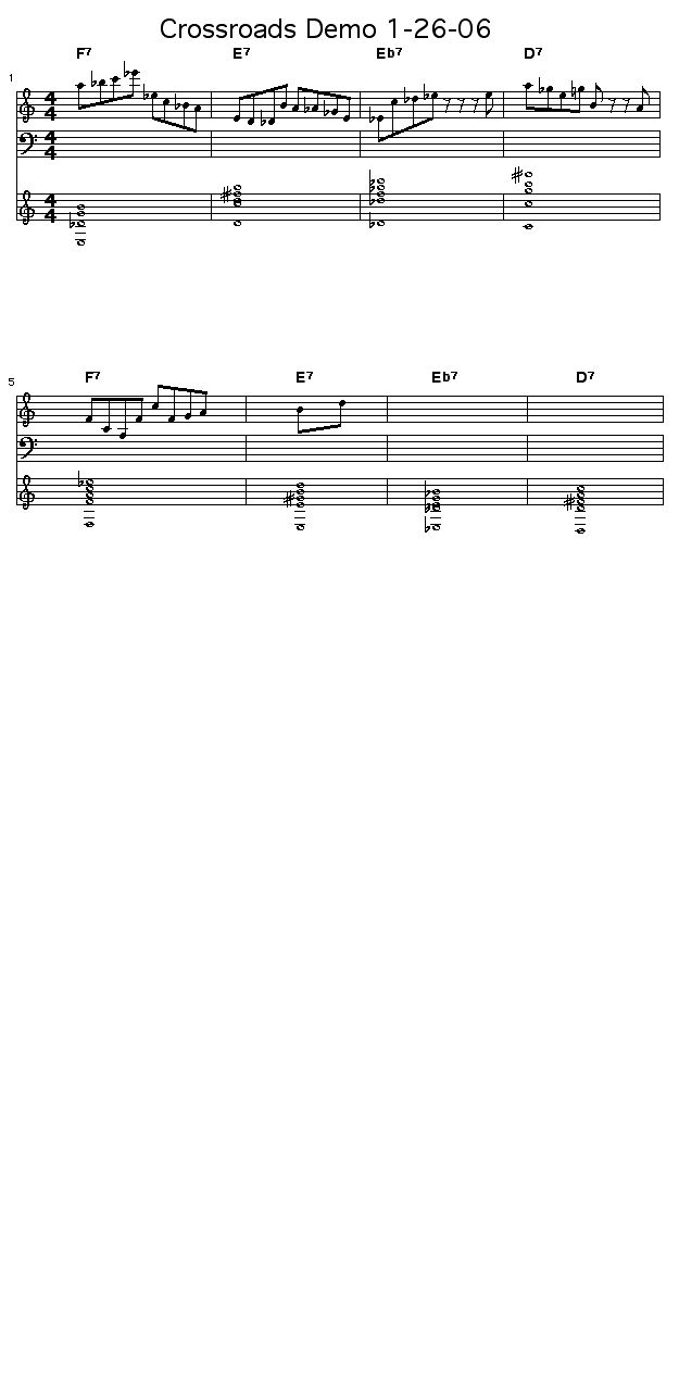 Crossroads Demo 1-26-06: Composed this with Zack Graves watching while at a Crossroads Geek Dinner in 10 minutes time using Workscore Chord Entry and Workscore Composer.