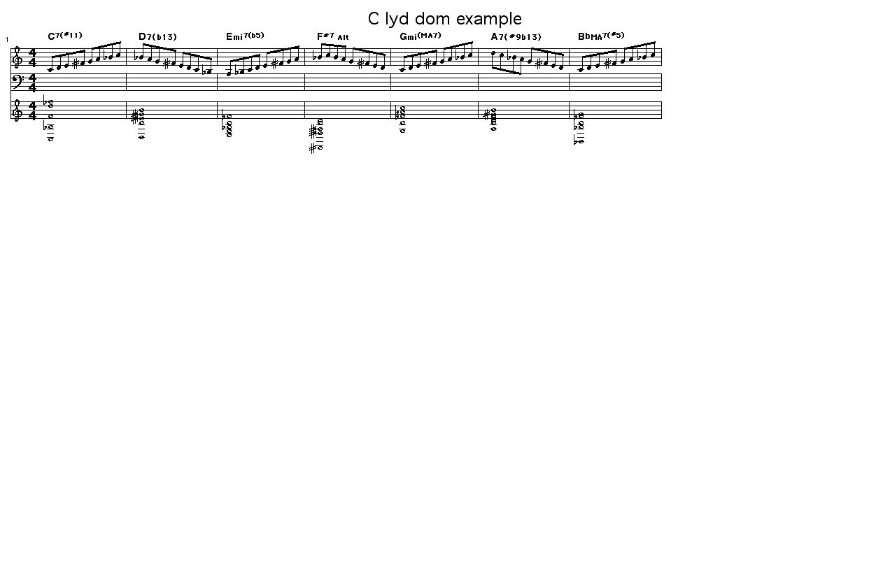 Melody on the chords of C Lydian Dominant: 