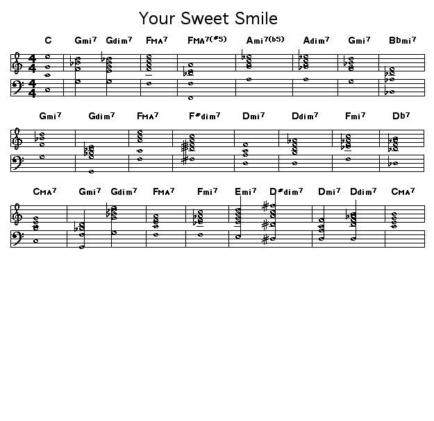 Your Sweet Smile: A melody that I have been playing for while without really setting a specific structure until tonight.  Very good for improvisation in my opinion.