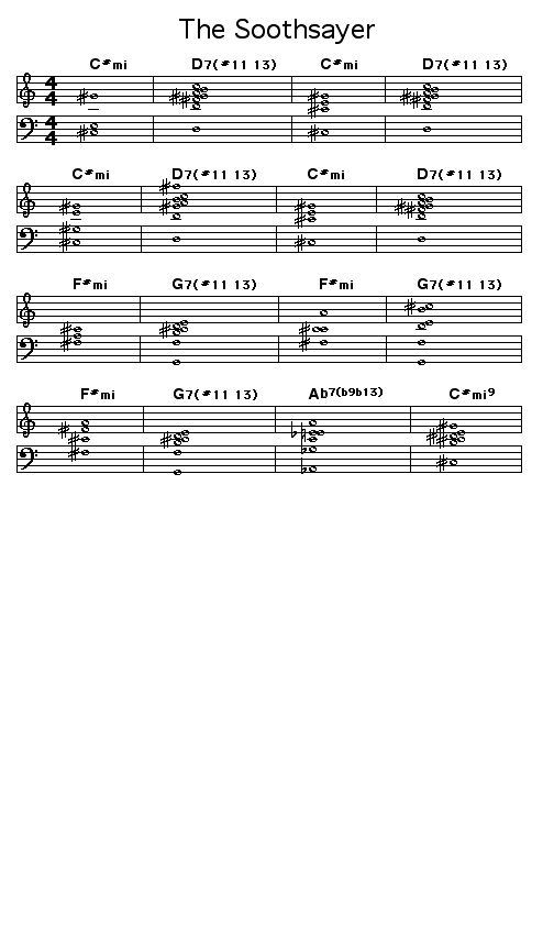 The Soothsayer: Chord changes for Wayne Shorter's "The Soothsayer". This was first recorded on Wayne's album for Blue Note Records, "The Soothsayer".