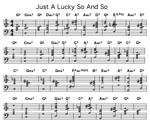 I'm Just A Lucky So And So: Chord progression for Duke Ellington's "I'm Just A Lucky So And So".