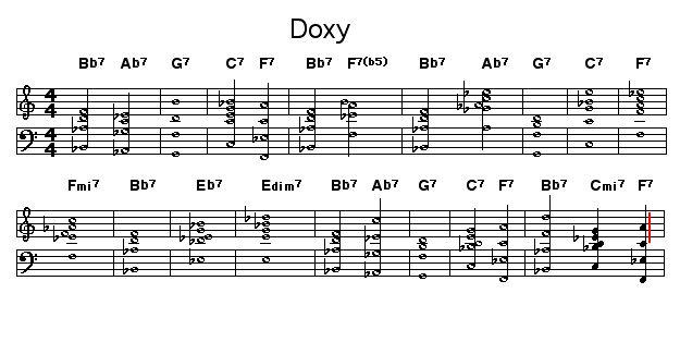 Doxy: This is Doxy By Sonny Rollins transposed to Eb.