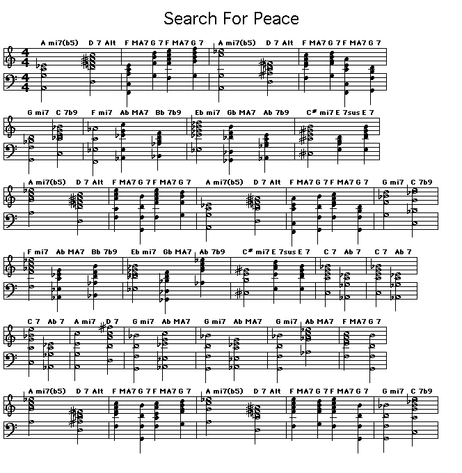 Search For Peace page 1: <P>Gif rendering of page 1 of the score for the chord progression of McCoy Tyner's "Search For Peace". </P>