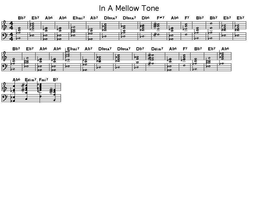 In A Mellow Tone: <P>Gif rendering of the score for the chord progression of Duke Ellington's "In A Mellow Tone".</P>