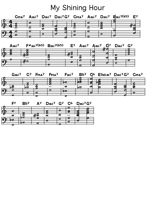 My Shining Hour: <P>Gif rendering of the score of the chord progression for Harold Arlen's "My Shining Hour".</P>