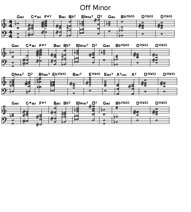 Off Minor: <P>Gif rendering of the score of the chord progression for Thelonious Monk's "Off Minor".</P>