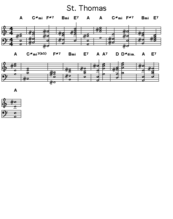 St. Thomas: <P>Gif rendering of the score of the chord progression for Sonny Rollins' "St. Thomas".</P>