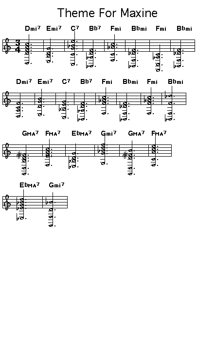 Theme For Maxine: <P>Gif rendering of the score of the chord progression for Woody Shaw's "Theme For Maxine".</P>