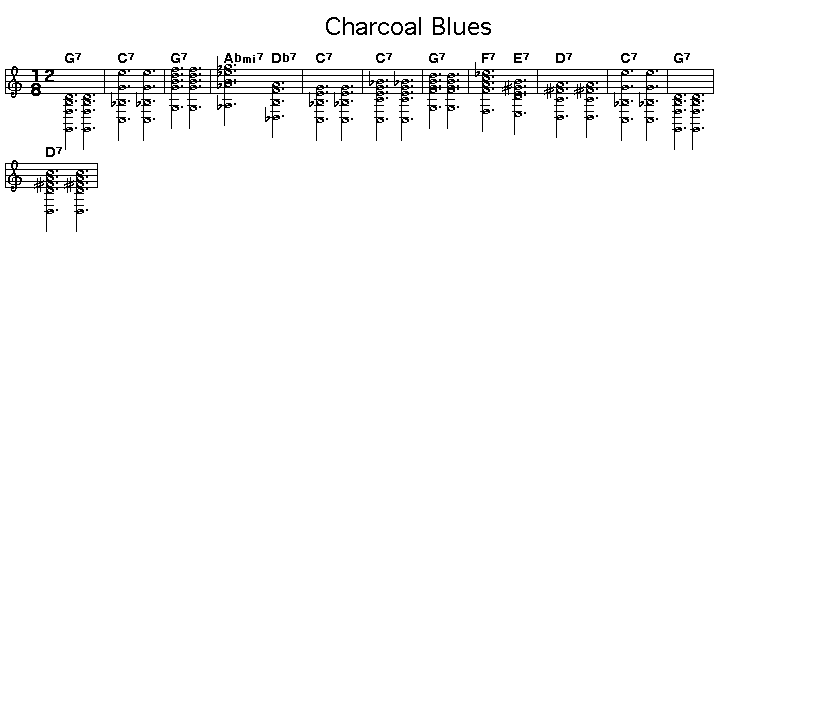 Charcoal Blues: GIF rendering of the score for Wayne Shorter's "Charcoal Blues".