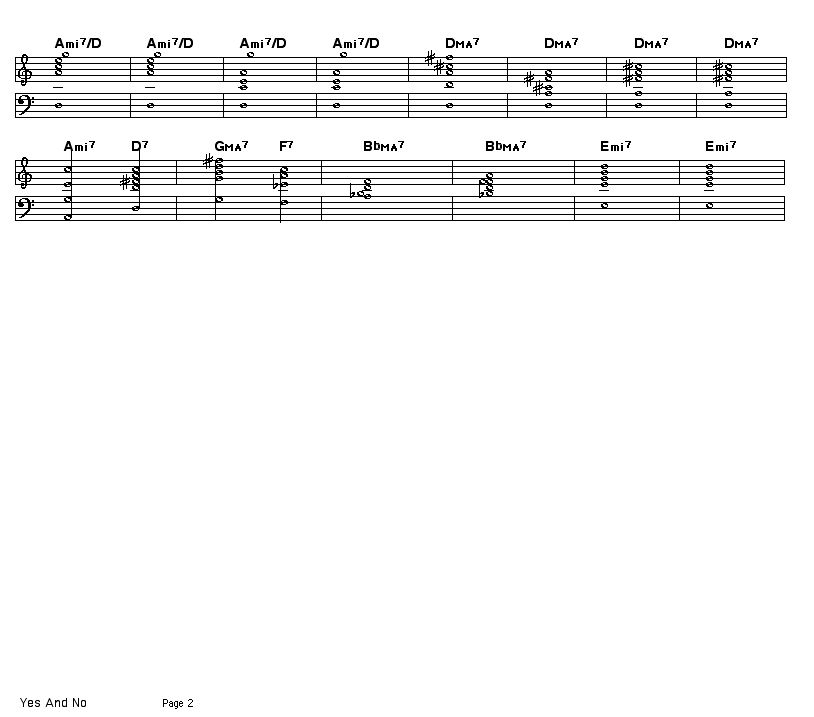 Yes And No, page 2: GIF image of page 2 of the score for Wayne Shorter's "Yes And No".